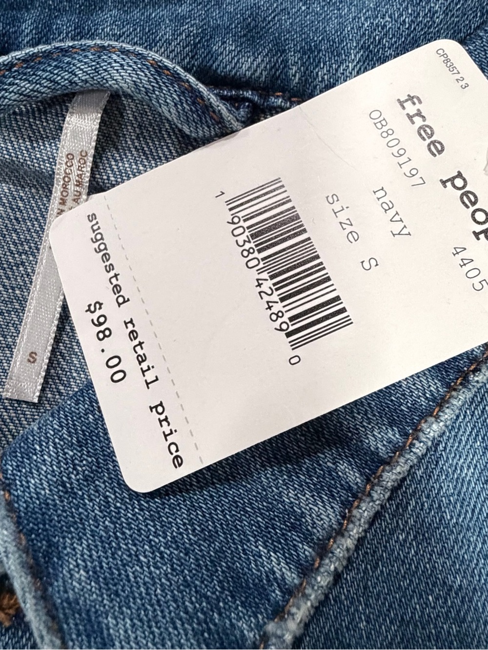 NWT Free People Rumours Classic Blue Denim Jean Jacket in Navy Small S - Picture 8 of 9